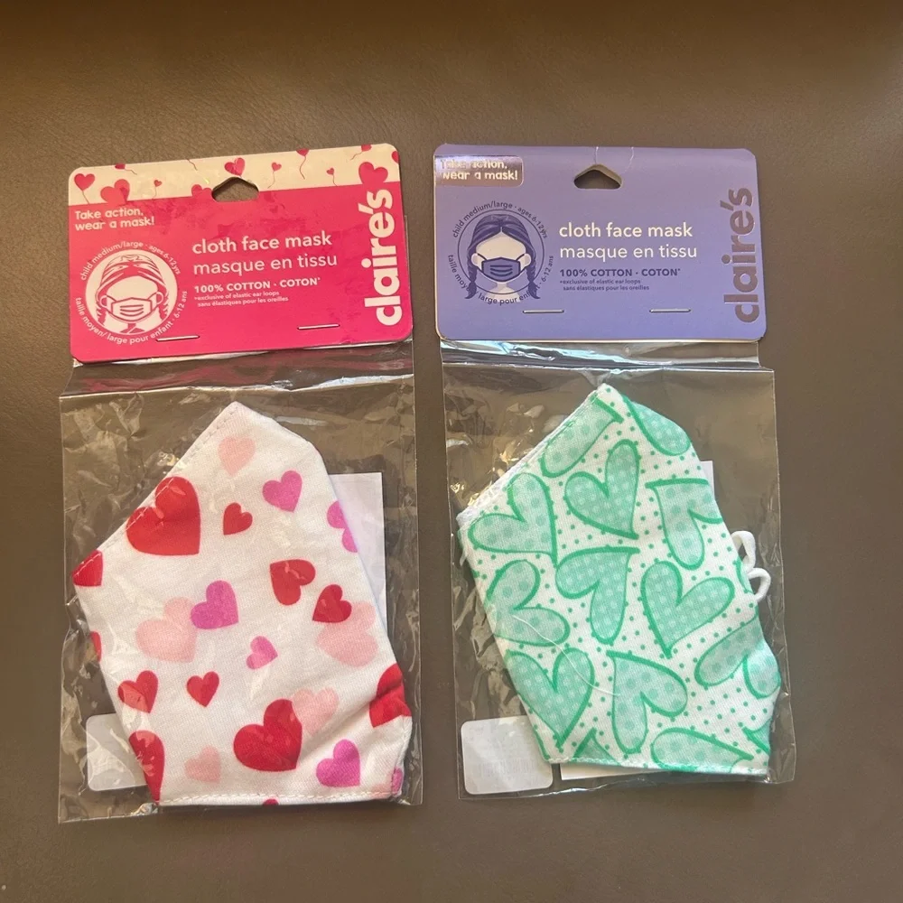 Claire's Kids Heart Face Masks 😷 - Pink🩷and Teal 💙💚